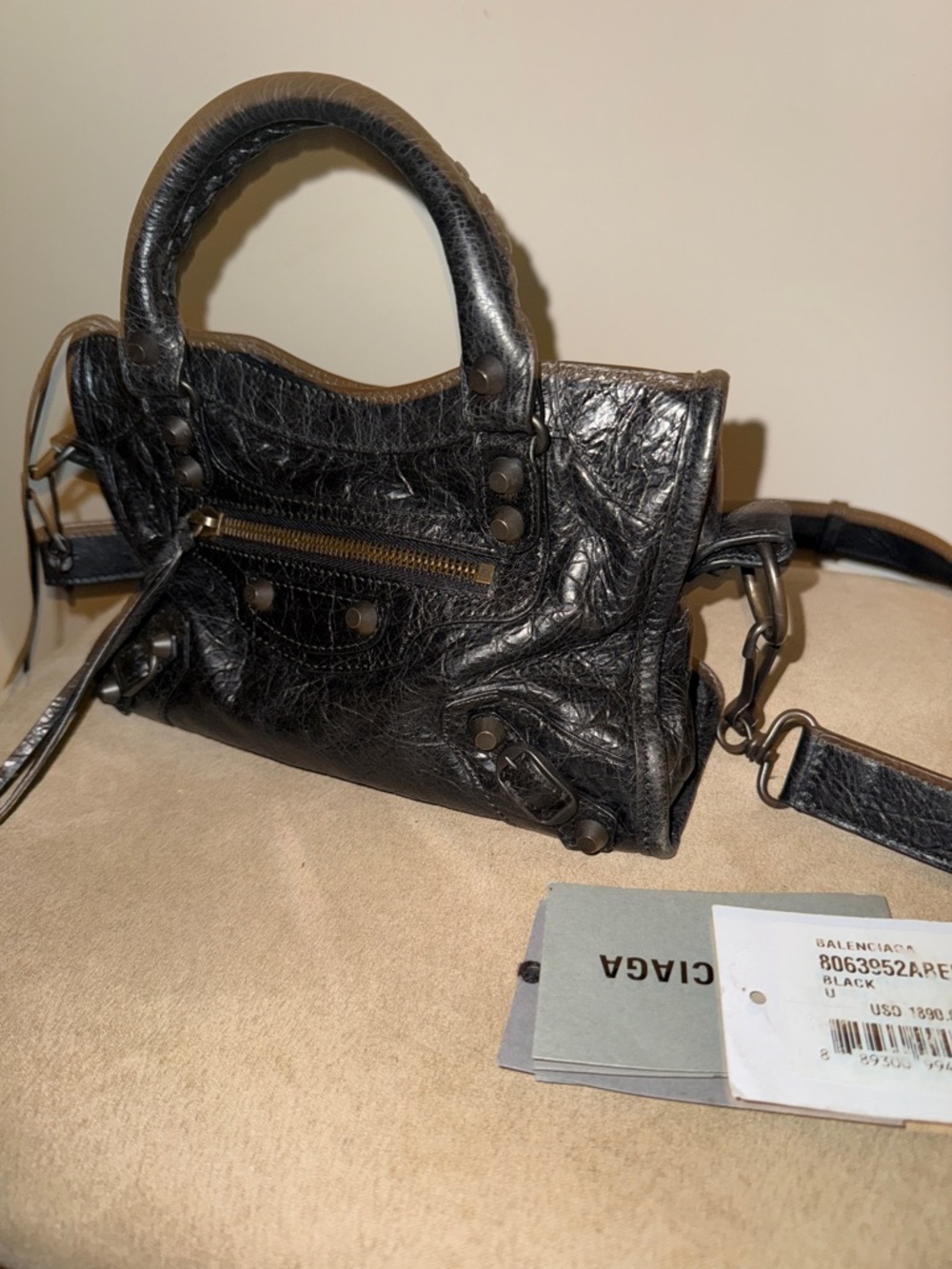 Balenciaga Mini City Satchel in Black Leather - Picture 4 of 13